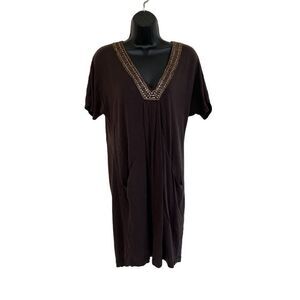 Banana Republic Heritage Dress Chocolate Brown Small Sequins and Beads